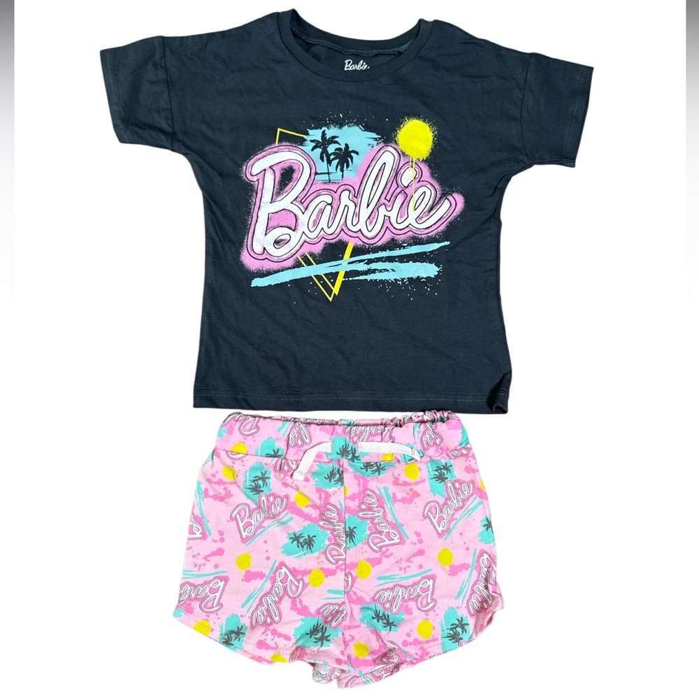 Barbie Big Girls T-Shirt and French Terry Shorts Outfit Set Size 6
